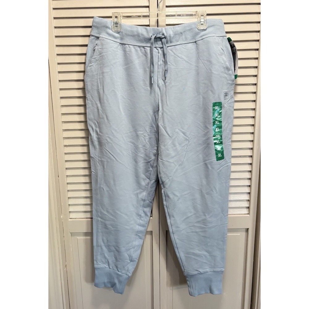 FILA NWT Soft Jogger Sweatpants Light Blue Elastic Waist Pockets XL High Rise